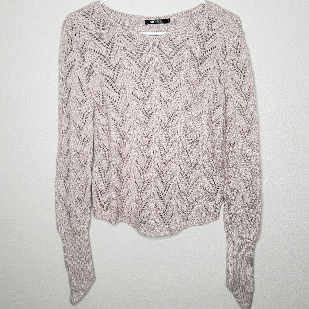 Nic+Zoe Knit Tan Sweater Medium